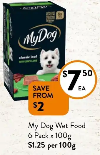 Foodworks My Dog Wet Food 6 Pack x 100g offer