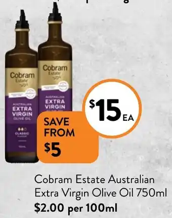 Foodworks Cobram Estate Australian Extra Virgin Olive Oil 750ml offer