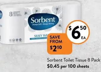 Foodworks Sorbent Toilet Tissue 8 Pack offer