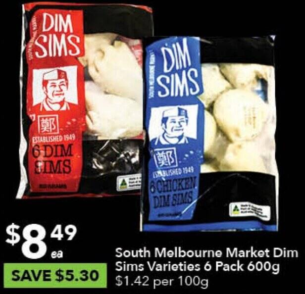South Melbourne Market Dim Sims Varieties 6 Pack 600g offer at Ritchies