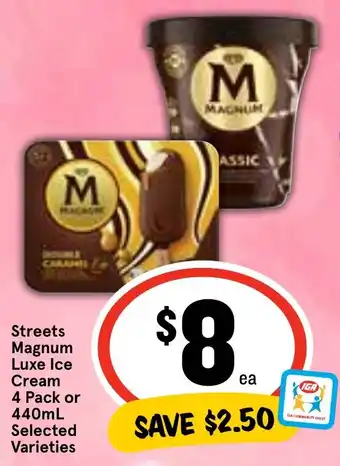 Ritchies Streets Magnum Luxe Ice Cream 4 Pack or 440mL Selected Varieties offer