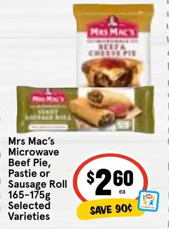 Ritchies Mrs Mac's Microwave Beef Pie, Sausage Roll 165-175g Selected Varieties offer