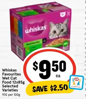 Ritchies Whiskas Favourites Wet Cat Food 12x85g Selected Varieties offer