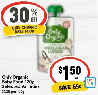Ritchies Only Organic Baby Food 120g Selected Varieties offer