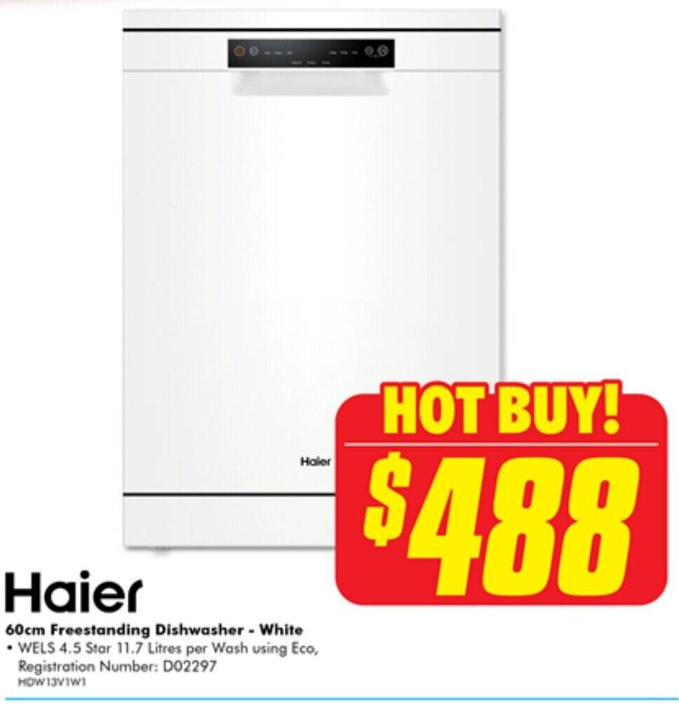 Haier 60cm Freestanding Dishwasher offer at The Good Guys
