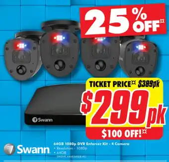 The Good Guys Swann 64GB 1080p DVR Enforcer Kit - 4 Camera offer