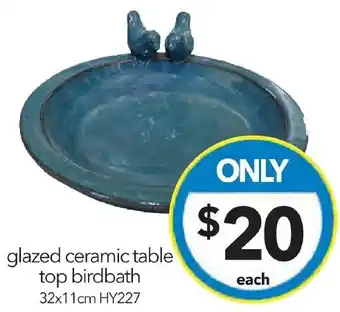 Cheap as Chips glazed ceramic table top birdbath 32x11cm offer