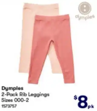 BIG W Dymples 2-Pack Rib Leggings offer
