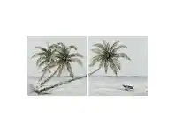 LivingStyles 2 Piece Stretched Canvas Wall Art Painting Set, Palm Beach, 140cm offer