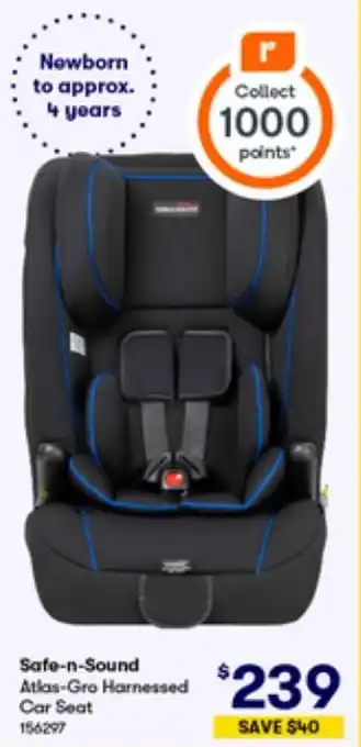 BIG W Safe-n-Sound Atlas-Gro Harnessed Car Seat offer