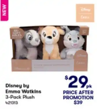BIG W Disney by Emma Watkins 3-Pack Plush offer