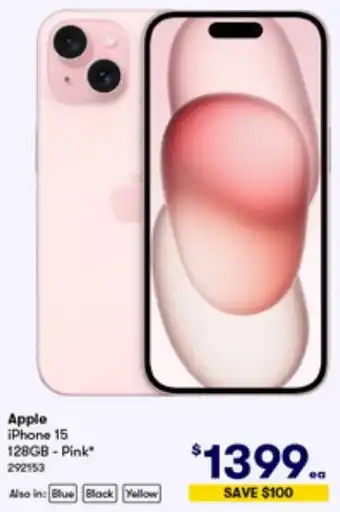 BIG W Apple iPhone 15 128GB - Pink offer