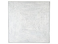 White Vortex Framed Hand Painted Canvas Wall Art, 140cm