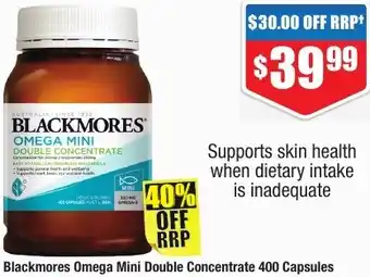 Chemist Warehouse Blackmores Omega Mini Double Concentrate 400 Capsules offer