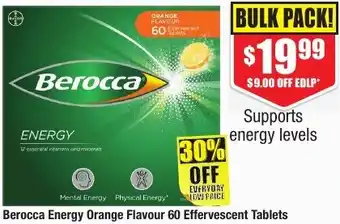 Chemist Warehouse Berocca Energy Orange Flavour 60 Effervescent Tablets offer