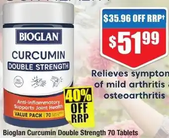 Bioglan Curcumin Double Strength 70 Tablets
