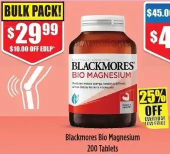 Chemist Warehouse Blackmores Bio Magnesium 200 Tablets offer