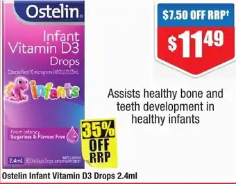 Chemist Warehouse Ostelin Infant Vitamin D3 Drops 2.4ml offer