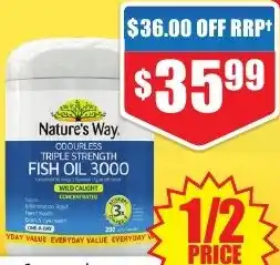 Chemist Warehouse Nature's Way Odourless Triple Strength Fish Oil 3000 200 Capsules offer