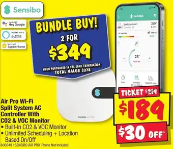 JB Hi-Fi Air Pro Wi-Fi Split System AC Controller With CO2 & VOC Monitor offer