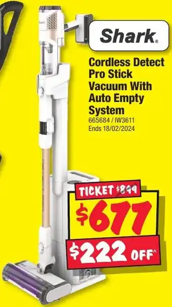 JB Hi-Fi Cordless Detect Pro Stick Vacuum With Auto Empty System offer