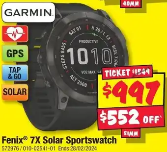 JB Hi-Fi Fenix 7X Solar Sportswatch offer