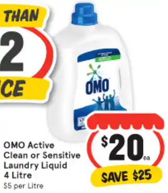 IGA OMO Active Clean or Sensitive Laundry Liquid 4L offer