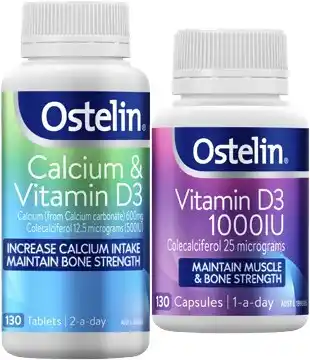Coles Ostelin Calcium & Vitamin D3 Tablets 130 Pack or Vitamin D3 1000IU Capsules 130 Pack offer