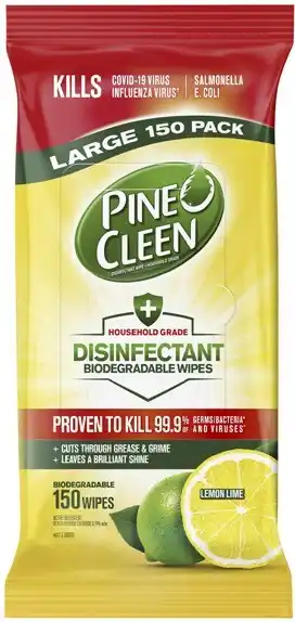 Coles Pine O Cleen Disinfectant Biodegradable Wipes 150 Pack offer