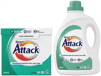 Coles Biozet Attack Regular Laundry Liquid 2 Litre or Powder 2kg offer