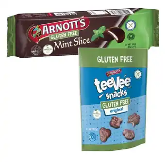 Coles Arnott's Gluten Free Mint Slice or TeeVee Biscuits 130g-141g offer