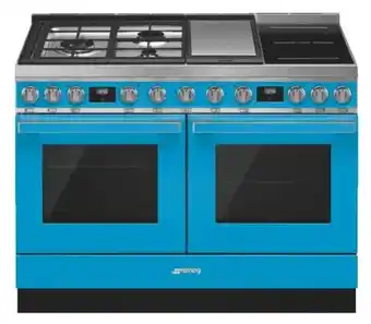 Designer Appliances Smeg 120cm 'portofino' dual fuel pyrolytic self-cleaning freestanding cooker offer
