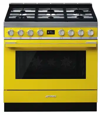 Designer Appliances Smeg 90cm ‘portofino’ dual fuel pyrolytic self-cleaning freestanding cooker offer