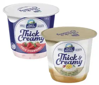 Coles Dairy Farmers Thick & Creamy Yoghurt 140g-150g offer