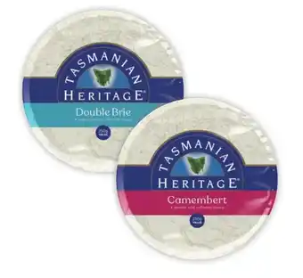 Coles Tasmanian Heritage Camembert or Double Cream Brie 250g offer