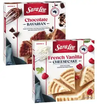 Coles Sara Lee Cheesecake or Bavarian Brownie Chocolate Cake 350g-410g offer