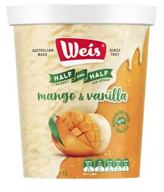 Coles Weis Half & Half 1 Litre offer