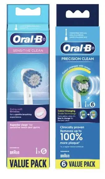 Coles Oral B Sensitive Brush or Precision Clean Replacement Head 6 Pack offer