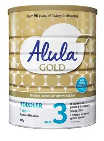 Coles Alula Gold Stage 3 Toddler or Stage 4 Junior Milk Drink 900g offer