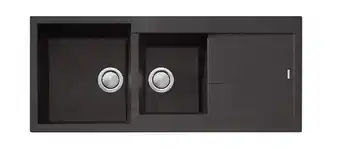 Oliveri santorini black granite 1 & 3/4 bowl topmount sink with drainer