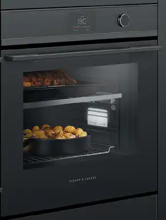 Designer Appliances Fisher & paykel 76cm black touchscreen pyrolytic self-cleaning oven - black offer