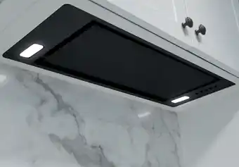 Designer Appliances Sirius 85cm black glass undermount rangehood offer