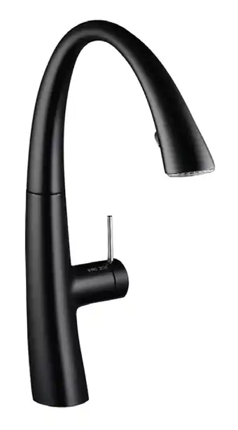 Kwc zoe single lever pull-out mixer tap with light