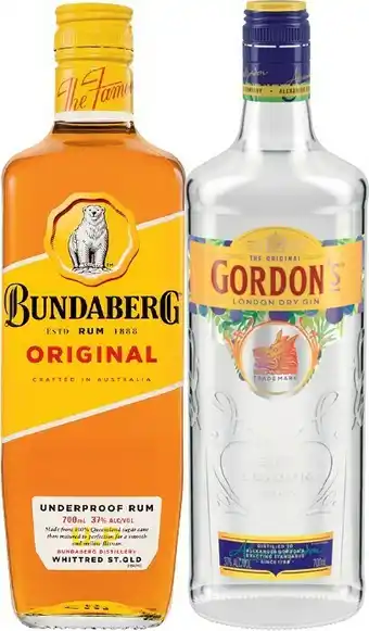 IGA Bundaberg Rum U.P or Gordon’s Dry Gin 700mL offer