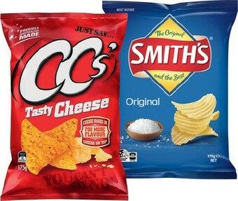 IGA CC’s Corn Chips, Cornados, Smith’s Crinkle Cut or Poppables 90-175g Selected Varieties offer