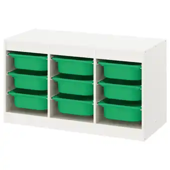 IKEA Trofast Storage combination with boxes, white/green, 99x44x56 cm offer