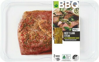 Woolworths Woolworths BBQ Beef Flank Steak with Chimichurri 450g offer
