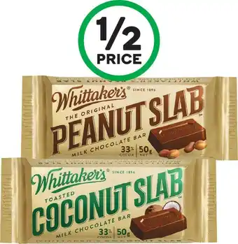 Woolworths Whittaker’s Slab 45-50g offer