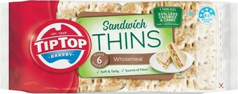 Woolworths Tip Top Burger Thins 200g or Sandwich Thins Varieties 240g offer