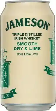 Woolworths Jameson Irish Whiskey Smooth Dry & Lime 4.8% Cans 6x375ml offer
